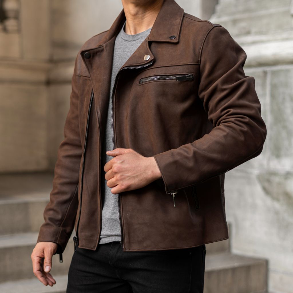 Men's Motorcycle Jacket In Rich Brown "Tobacco" Leather - Thursday