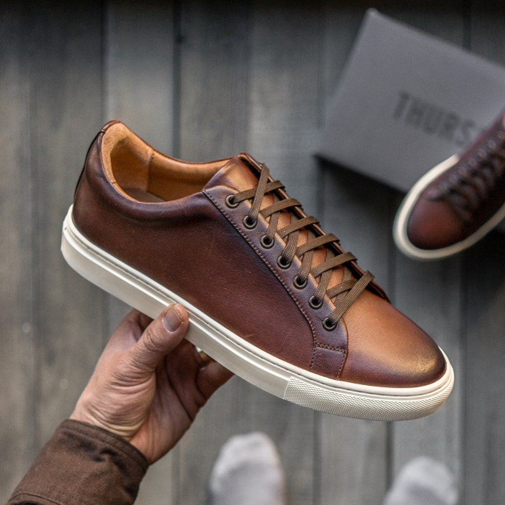 Thursday Boot Company Brown Leather Low Top Sneakers Men's