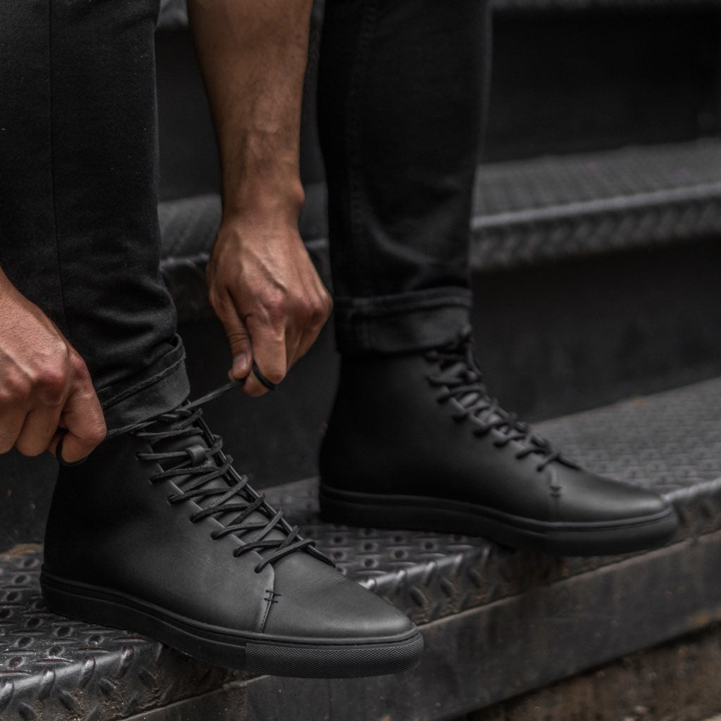 Men's Premier High Top Sneaker In Black Vachetta Leather - Thursday