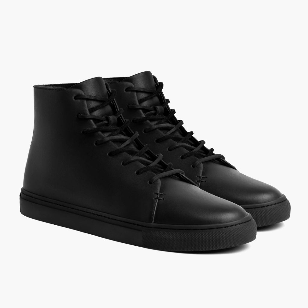Mens black leather high top shoes Clearance