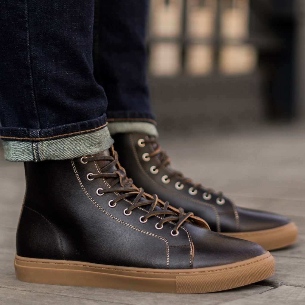 Men's Premier High Top Sneaker In Cacao Brown Leather