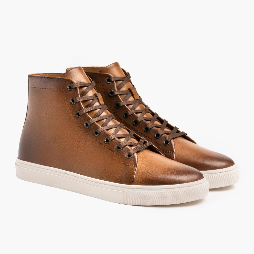 Men's Leather High Top Sneaker  Sneakers Men's Leather Shoes
