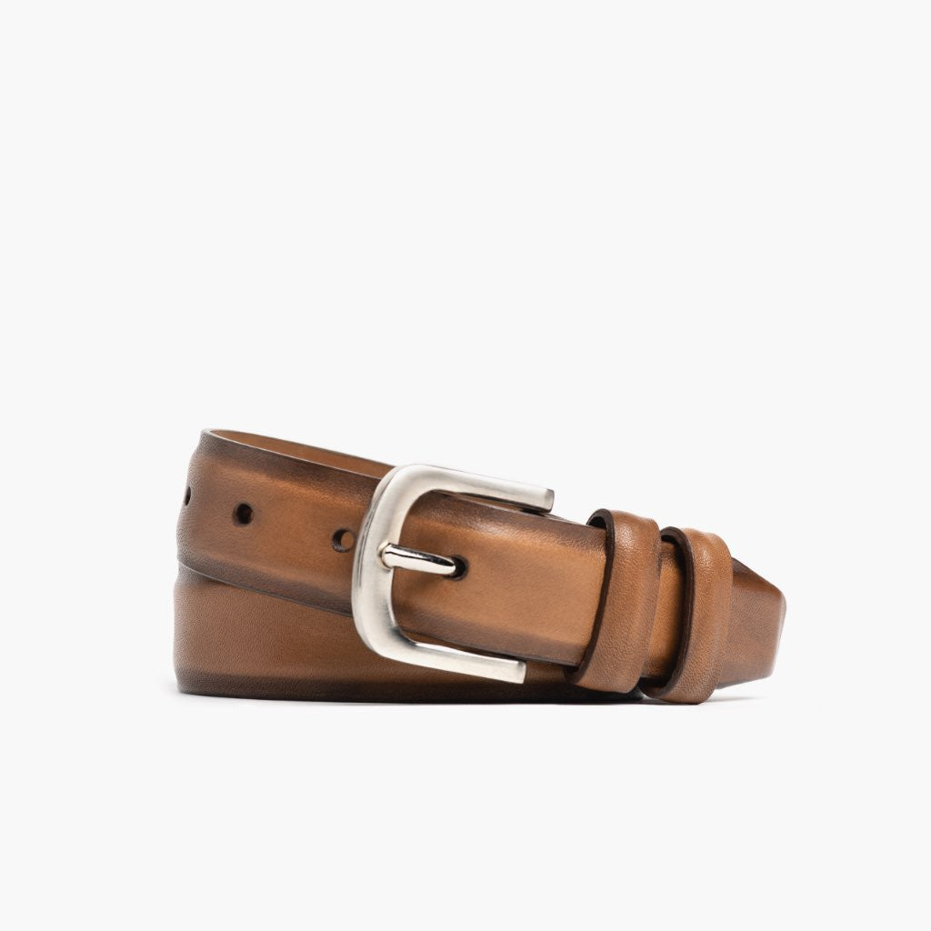 Men's Slim Leather Belt In Cognac Suede