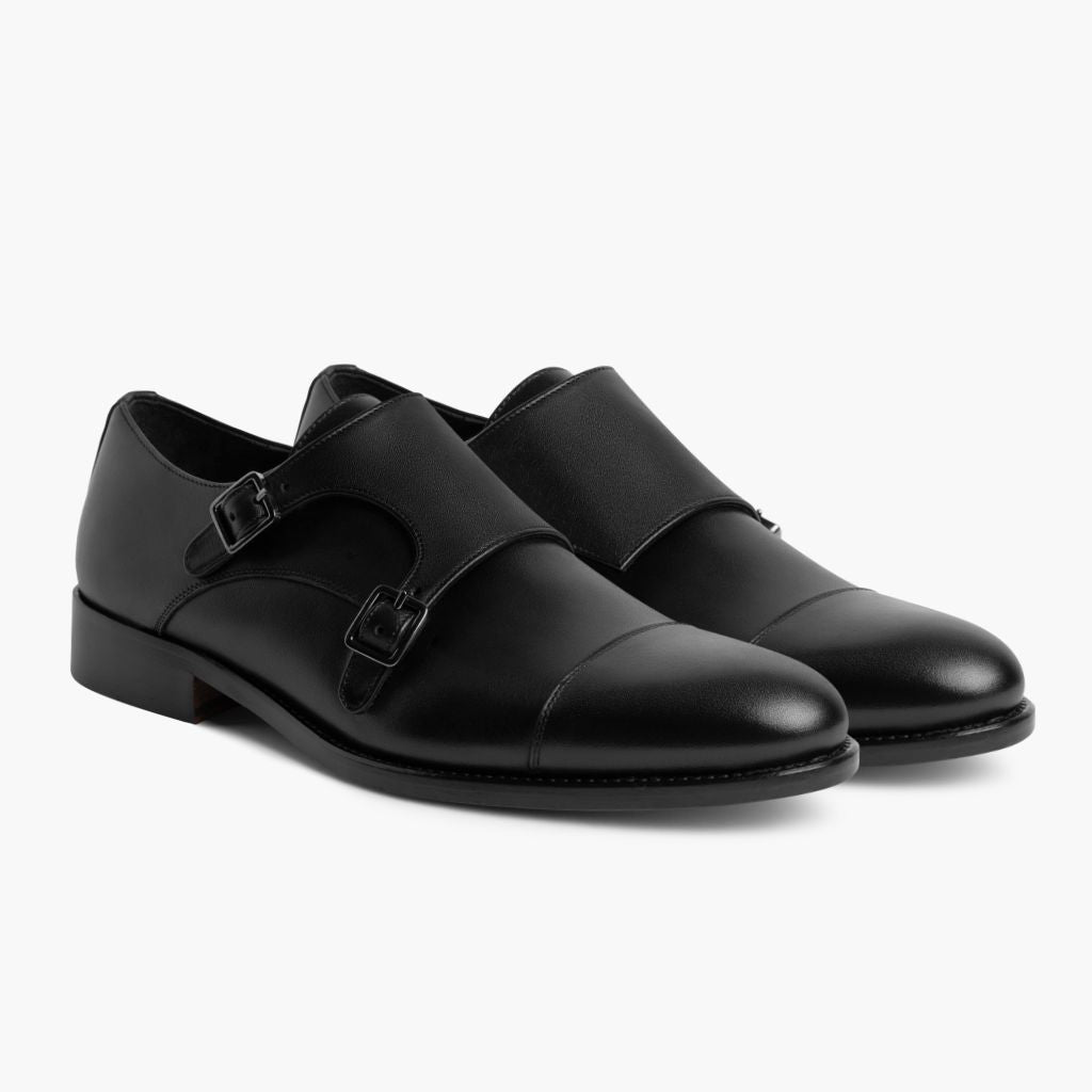 Men's Saint Double Monk Strap Shoe In Black Leather - Thursday