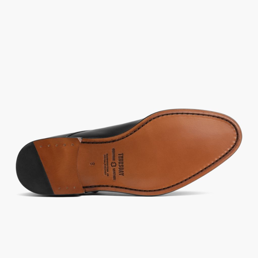 men's dress shoes black with brown sole Men's Saint Double Monk Strap Shoe In Black Leather
