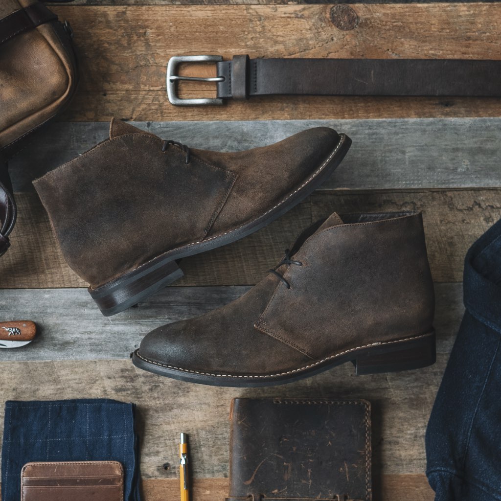 Men's Slim Leather Belt In Cognac Suede - Thursday Boot Company