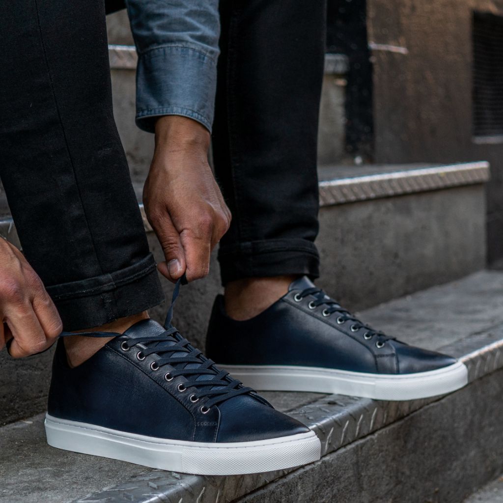 Navy Leather Men\'s Shoes Professor Oxford Midnight Blue Leather Shoes For Men - The  main image 3