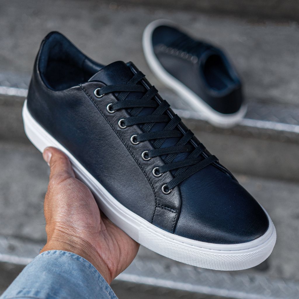 Men's Premier Low Top In Deep Blue Leather - Thursday Boot Company
