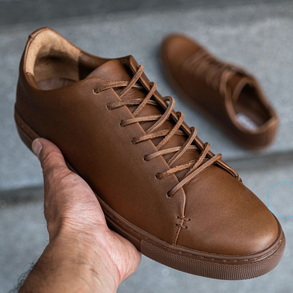 Brown Croco Leather Sneakers - Low-Top - HERTFORD by Civardi
