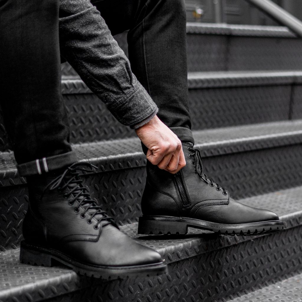 Men's Stomper Zip-Up Boot in Black Leather