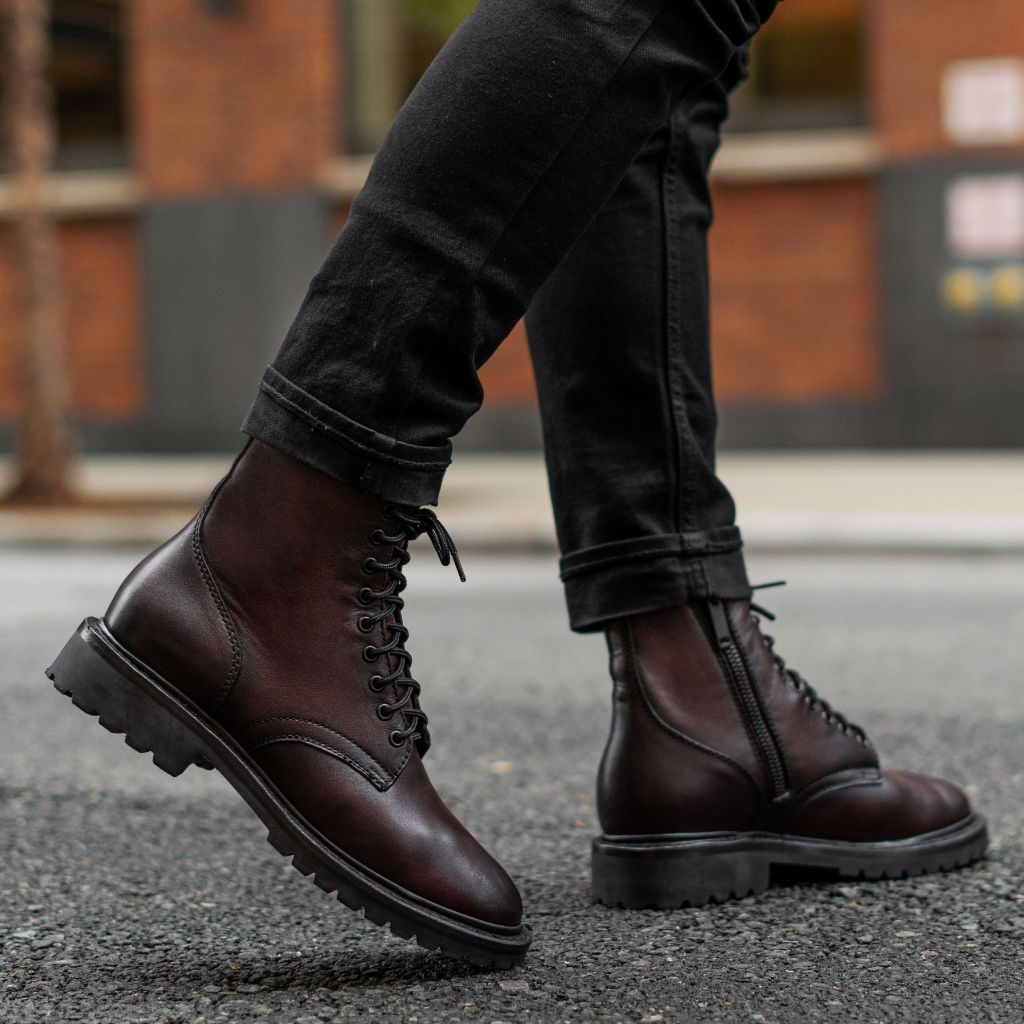 Thursday Boots Mens Zip Up Boots Black Stomper Black Cherry