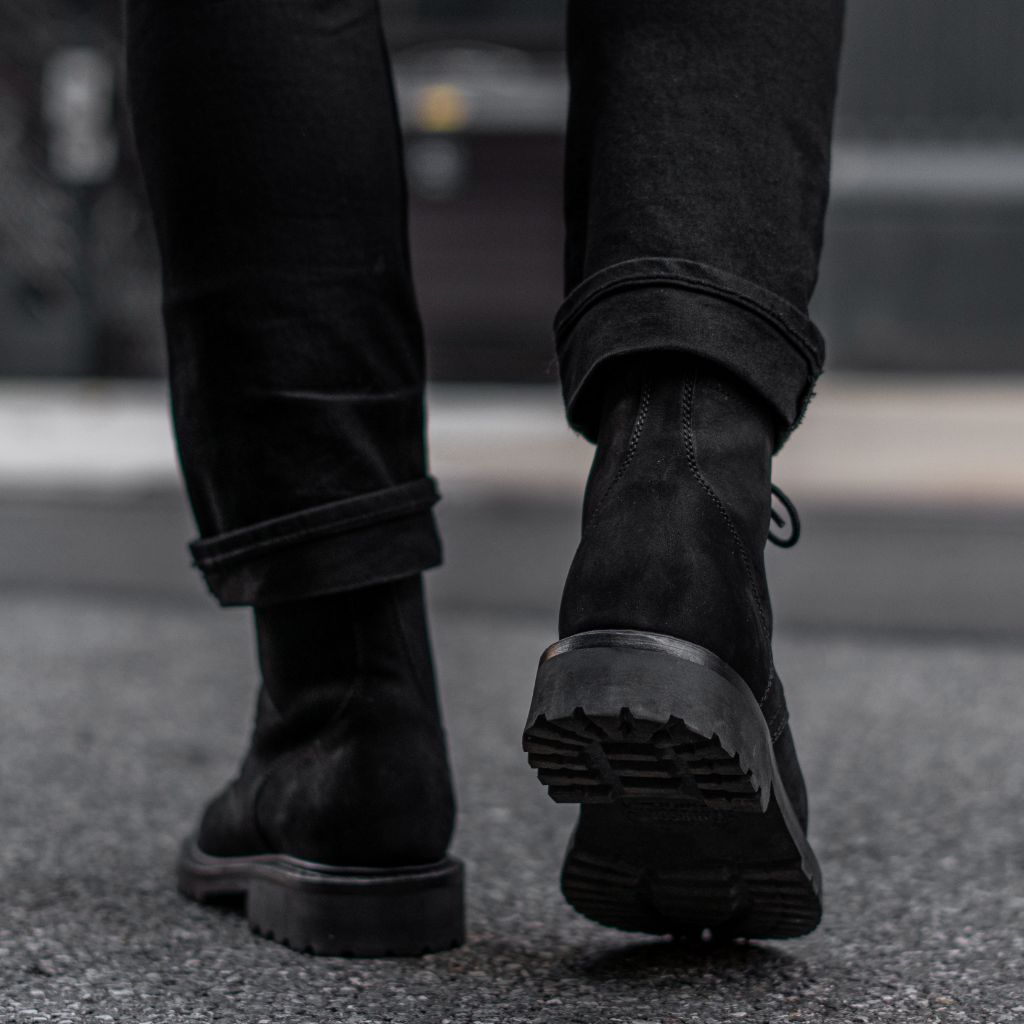 Thursday Boots Captain Matte Black Outfit NUBUCK COMBAT BOOTS WITH