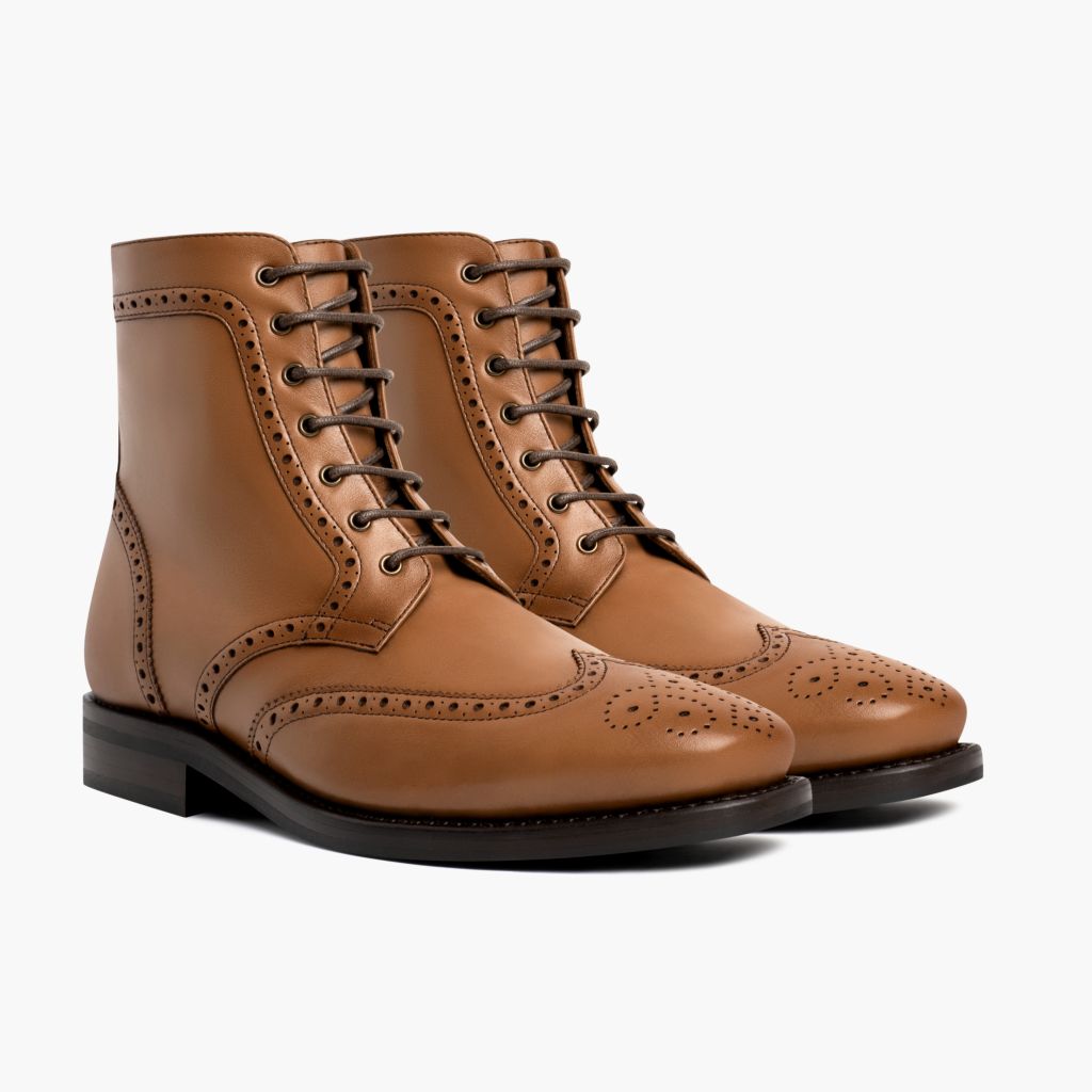 Men's Wingtip Boot In British Tan Leather - Thursday Boot Company