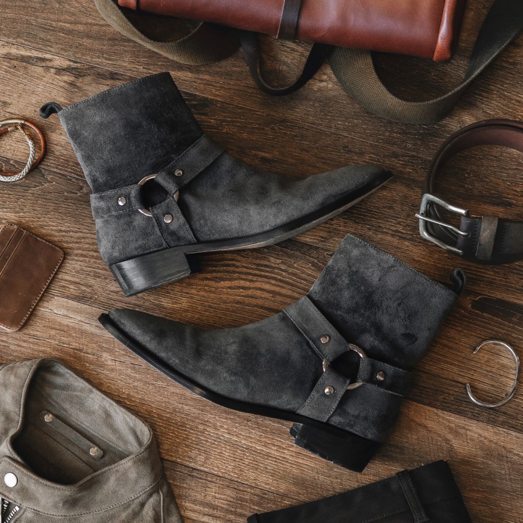 Harness Boots 7s Style Booties Men's Harness O-Ring Boot In Grey