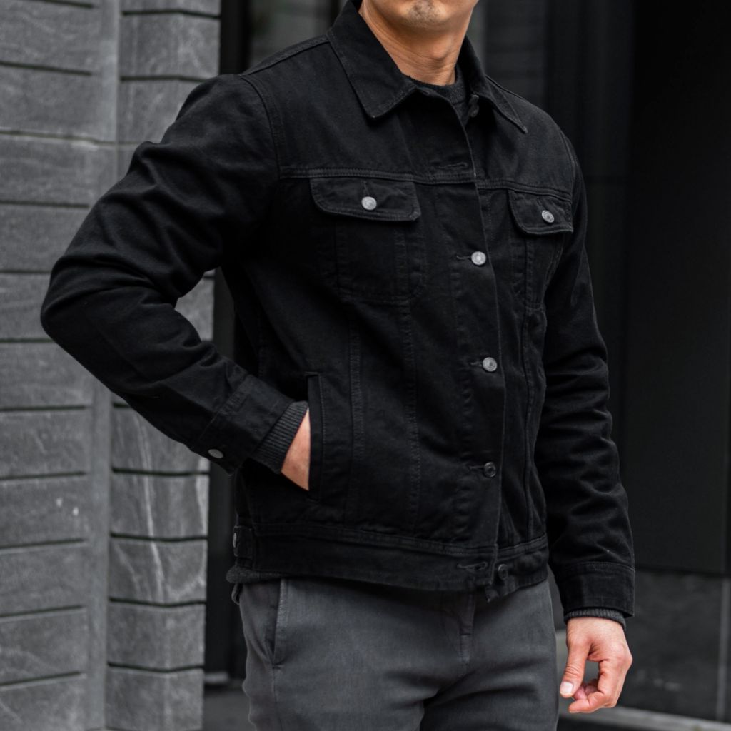 Men's Denim Trucker Jacket in Pitch Black Thursday