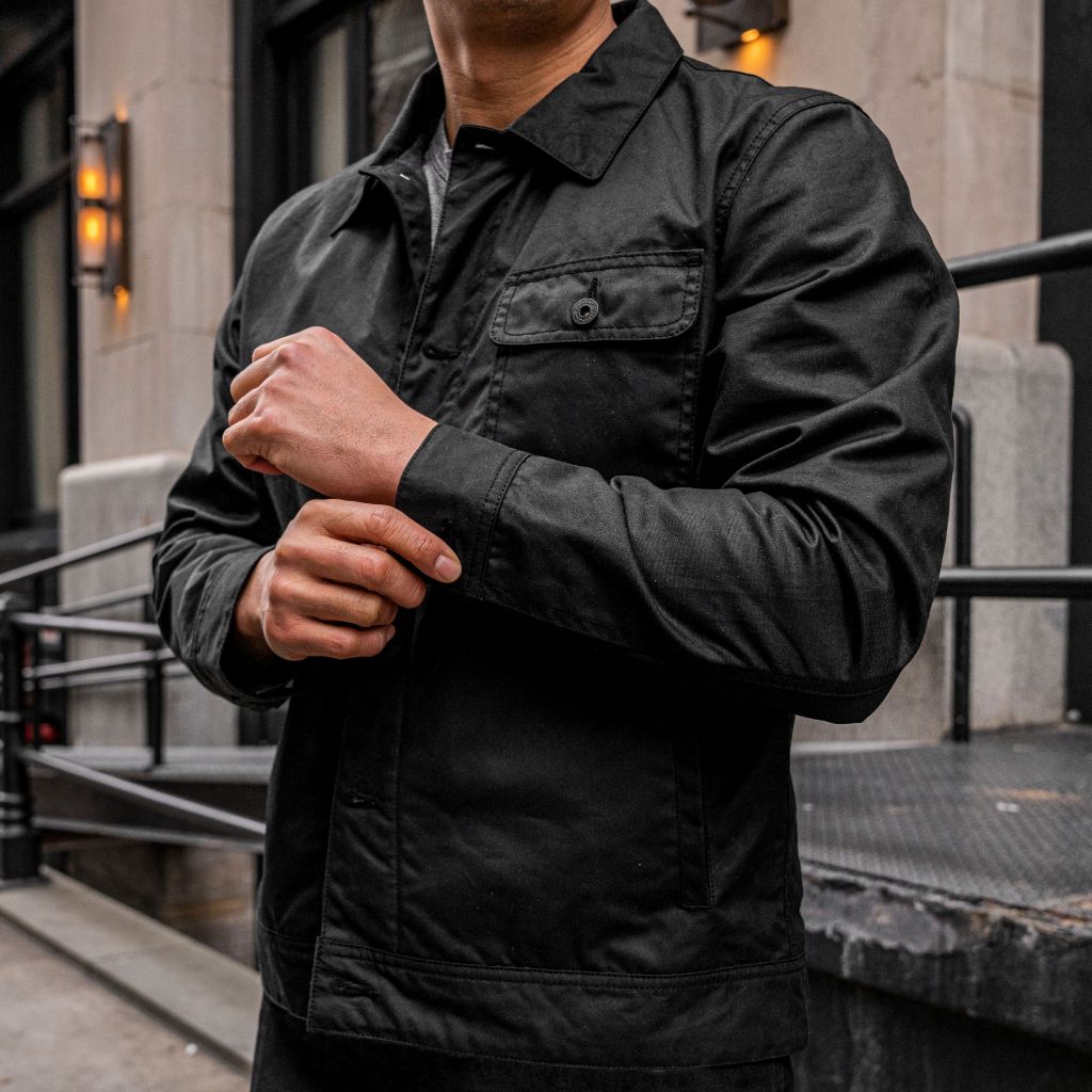 Men's Waxed Canvas Field Jacket in Black Thursday