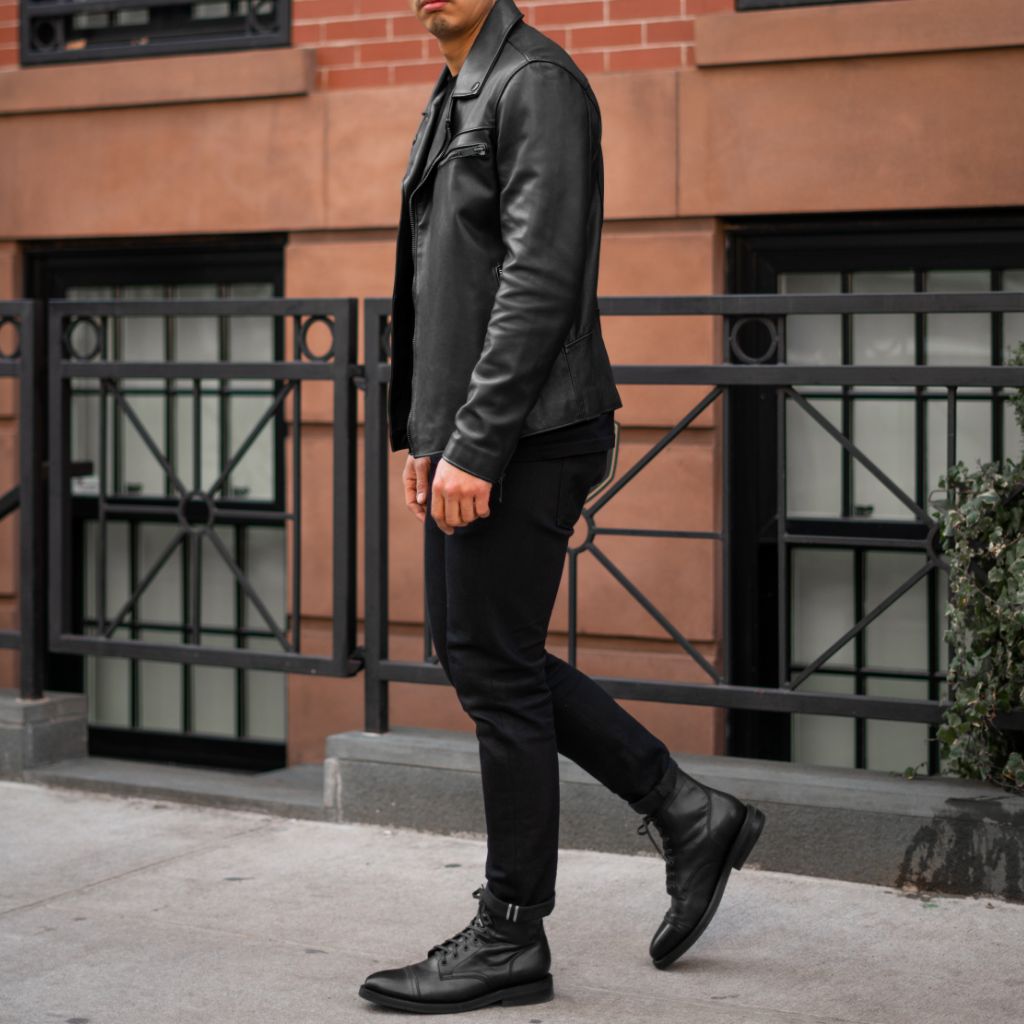 Men's Motorcycle Jacket In Black Matte Leather - Thursday Boot Company