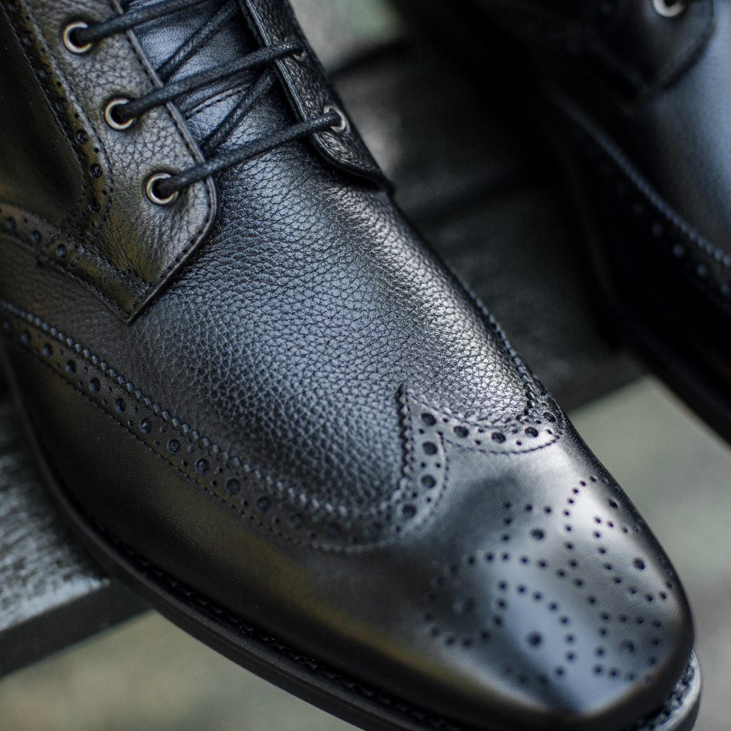 Men's Wingtip Lace-Up Boot In Black Leather - Thursday Boot Company Men's Wingtip Lace-Up Boot In Black Leather - Thursday Boot Company