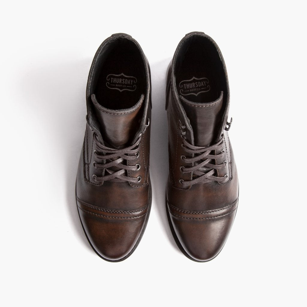 Men's Executive Cap Toe In Black Coffee Leather - Thursday