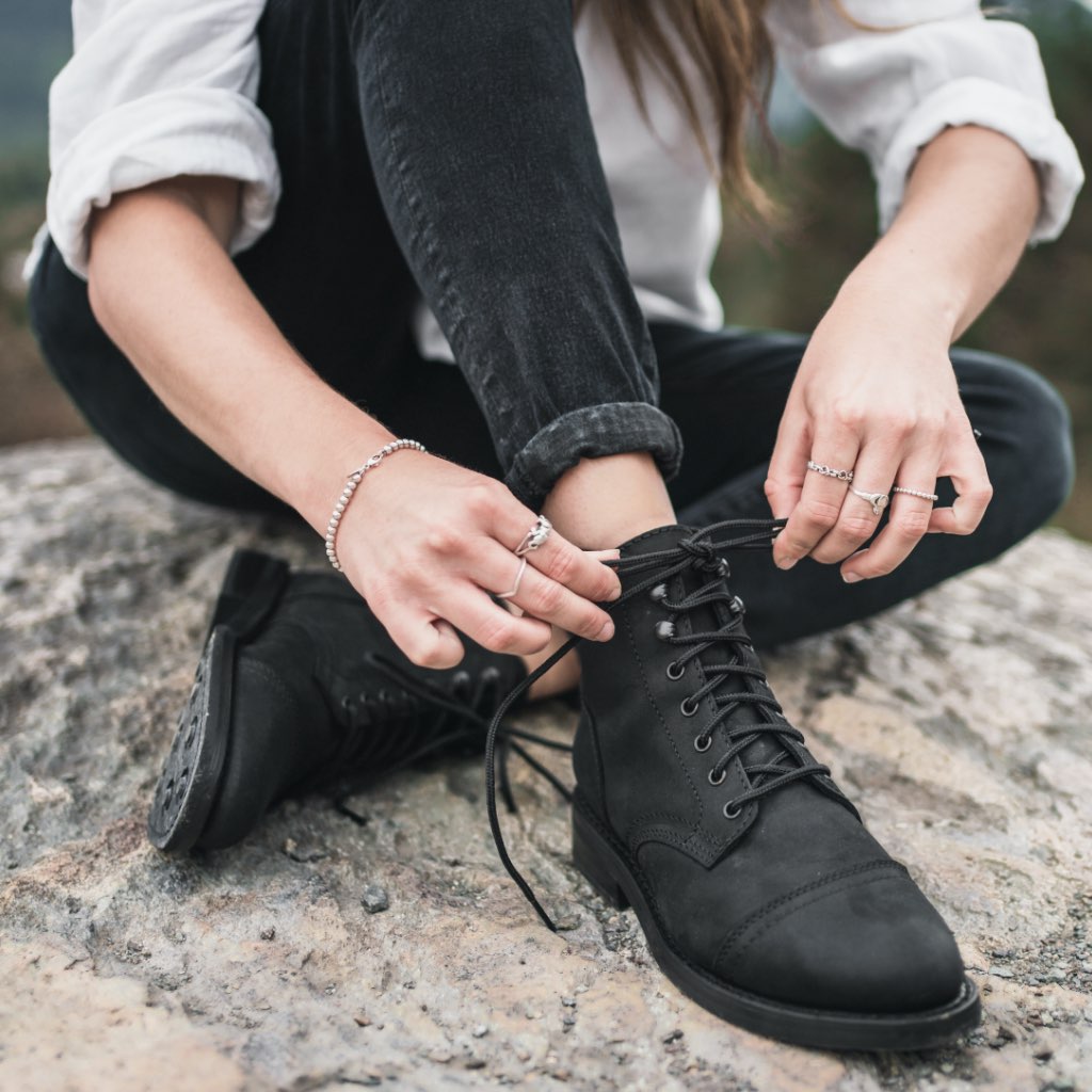 Women's Captain Lace-Up Boot In Black Matte Thursday Boot Company