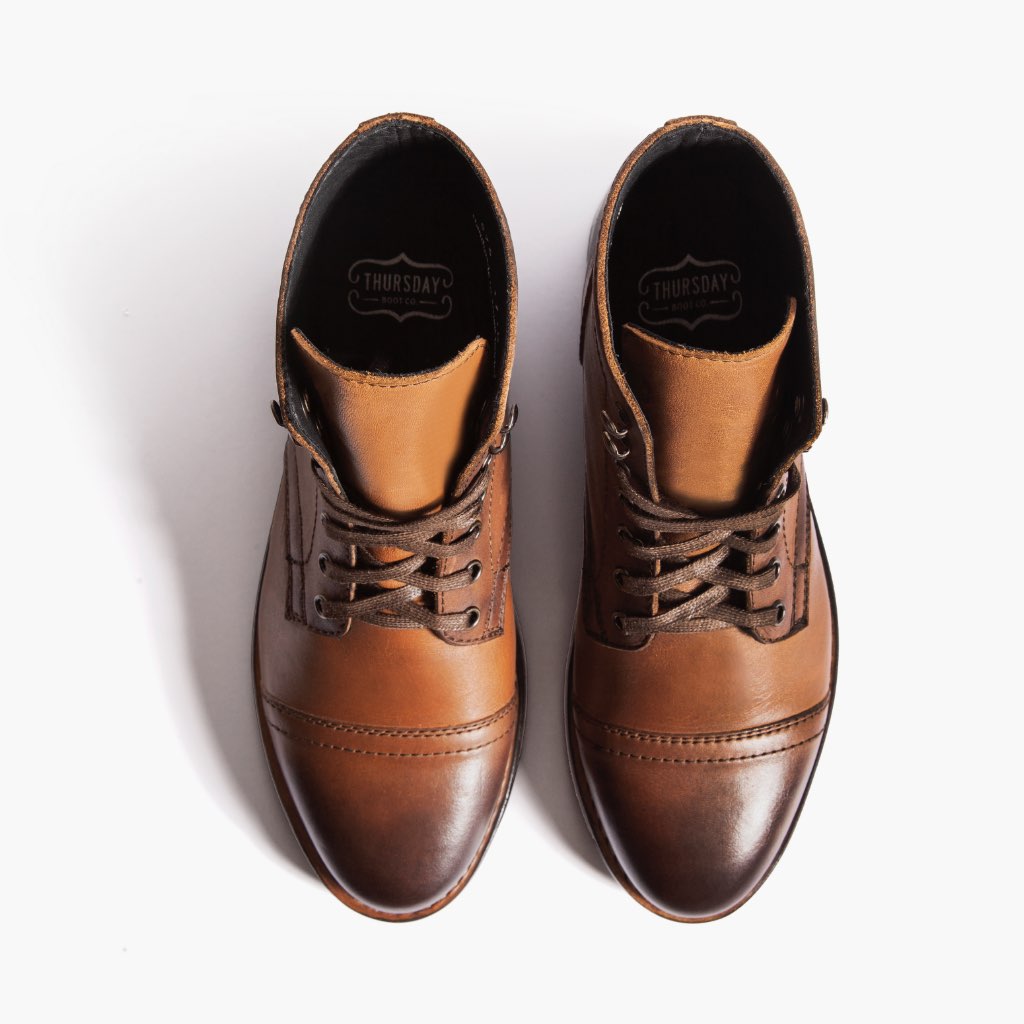 Women's Captain Lace-Up Boot In Tan 'Walnut' Leather - Thursday Boots