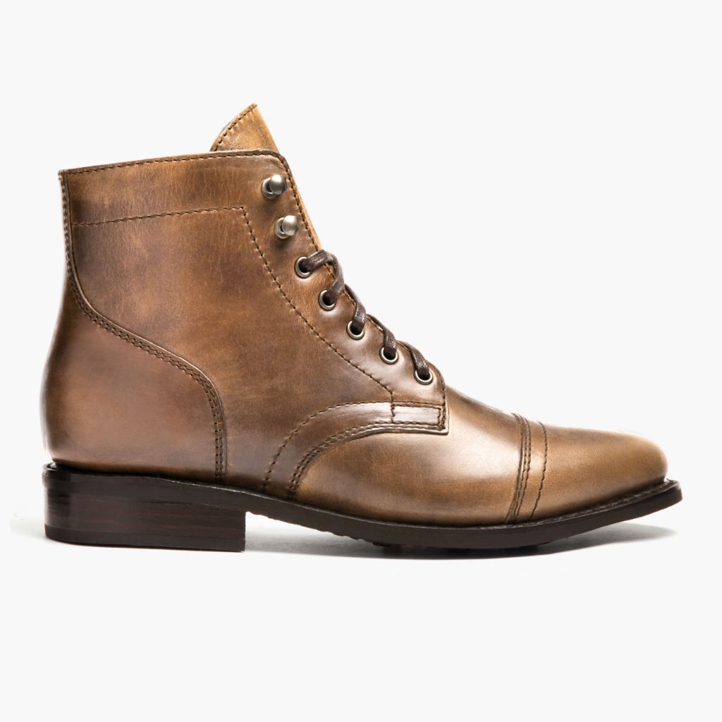 Women's Captain Lace-Up Boot In Natural Tan Leather Thursday Boots