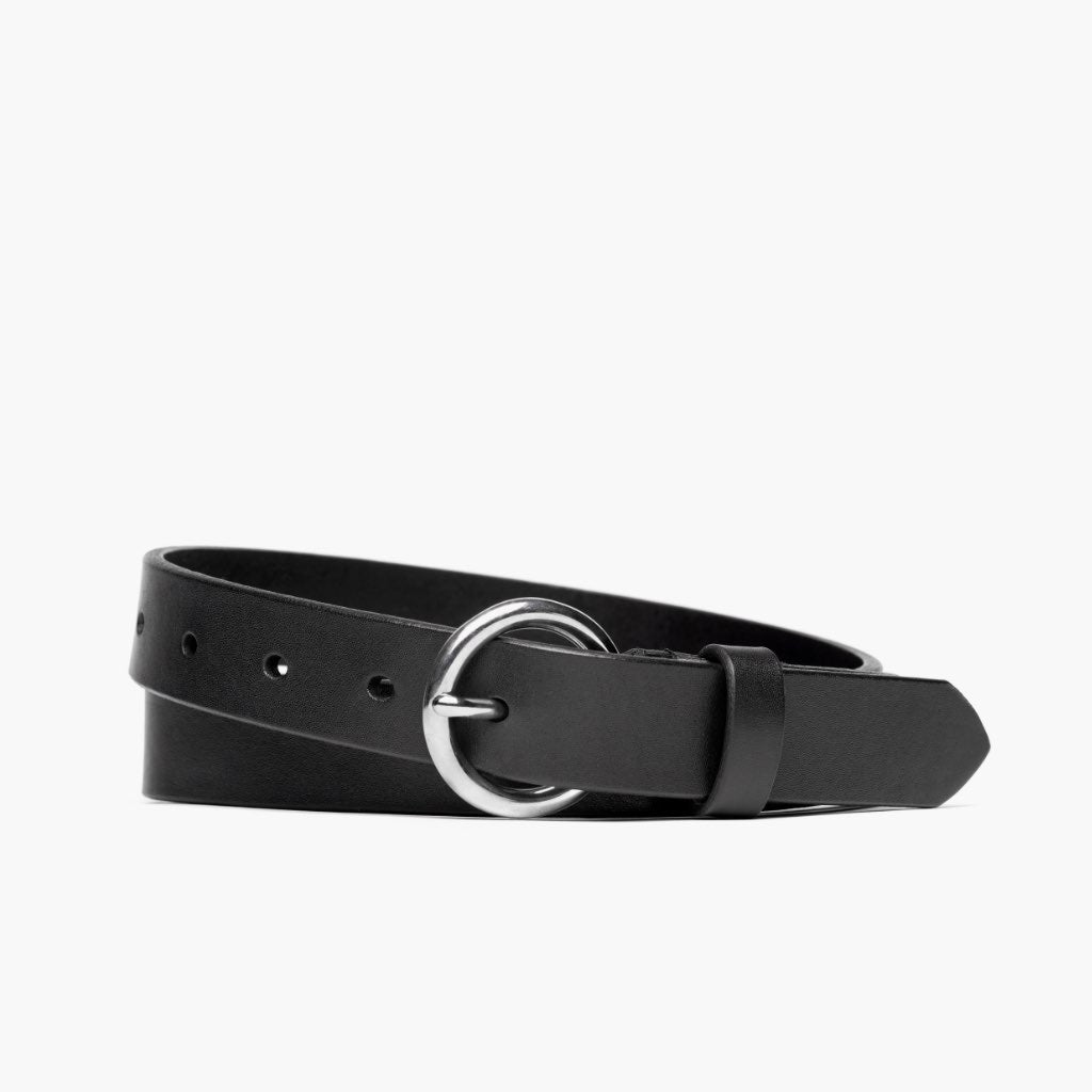 Women's Circle Leather Belt Black