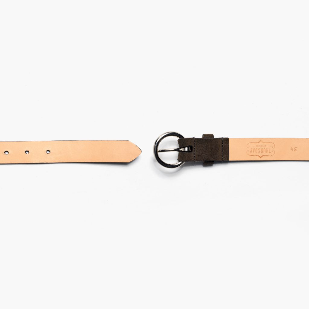 Women\'s Circle Leather Belt. Size 28 brand new with tags, dark olive suede. Women main image 3