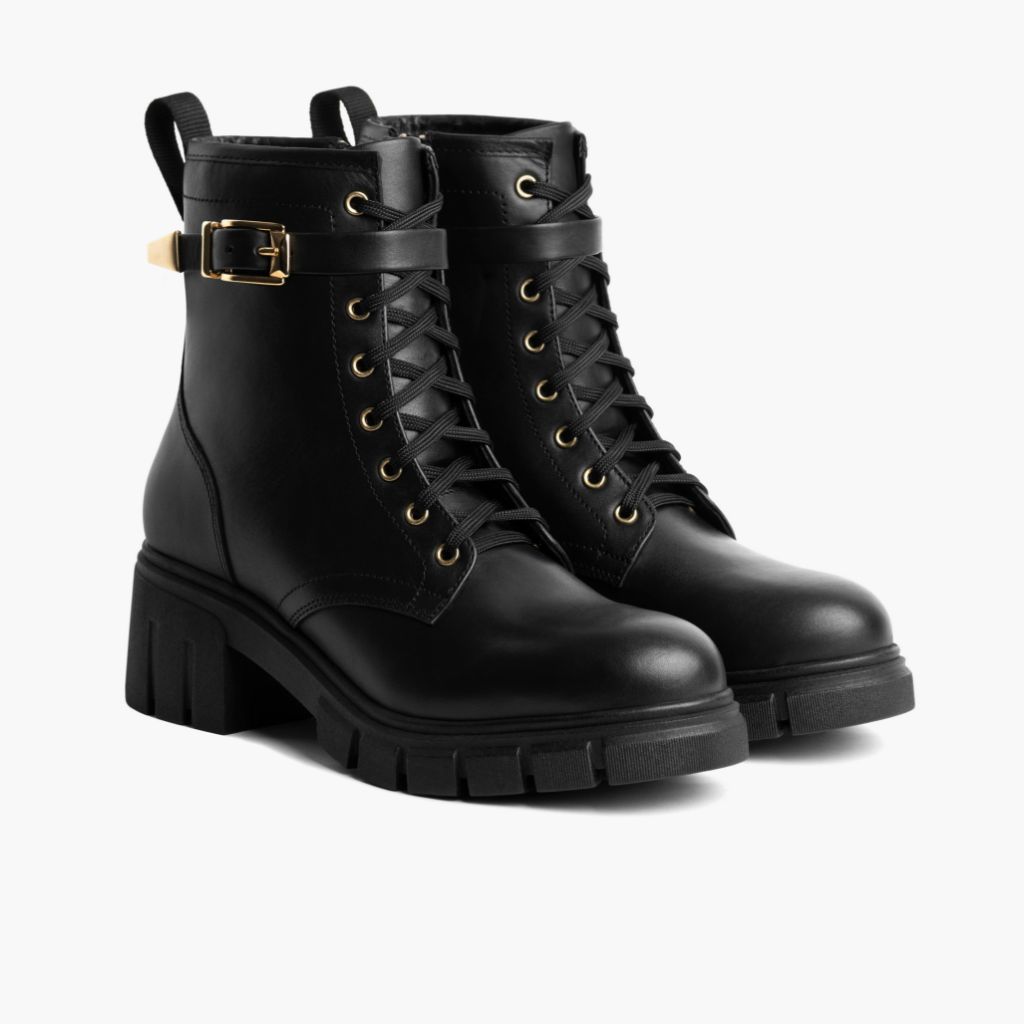 Women's Coda High Heel Zip-Up Boot In Black Leather - Thursday