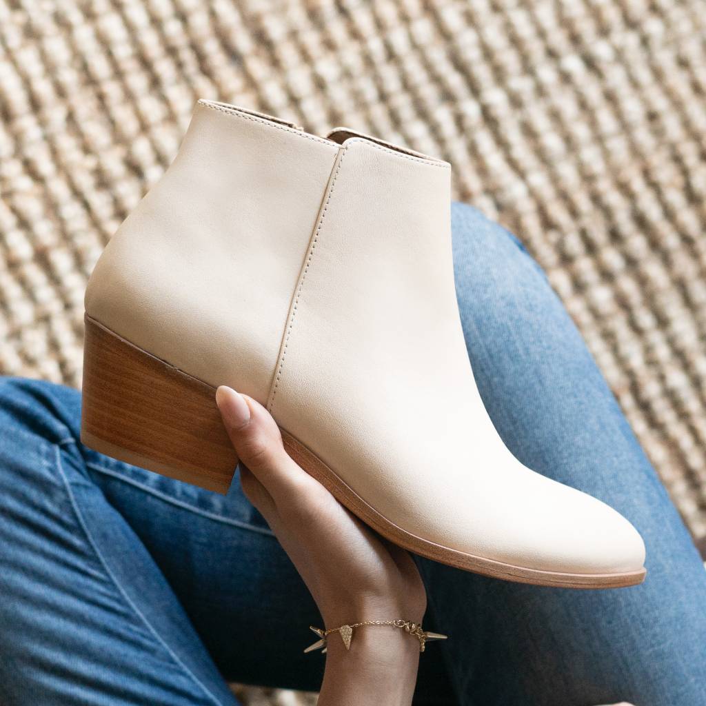 Women's Downtown Bootie In Beige Leather - Thursday Boot Company Women's Downtown Bootie In Beige Leather - Thursday Boot Company