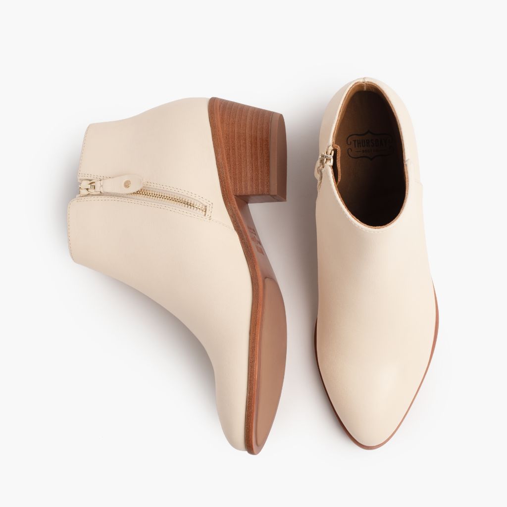 Women's Downtown Bootie In Beige Leather - Thursday Boot Company Women's Downtown Bootie In Beige Leather - Thursday Boot Company