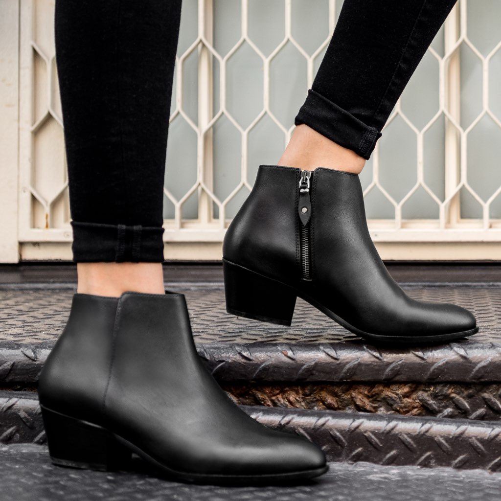 Munlar Women's Low-Heeled Mid Calf Boots-Black Heel Boots Dress
