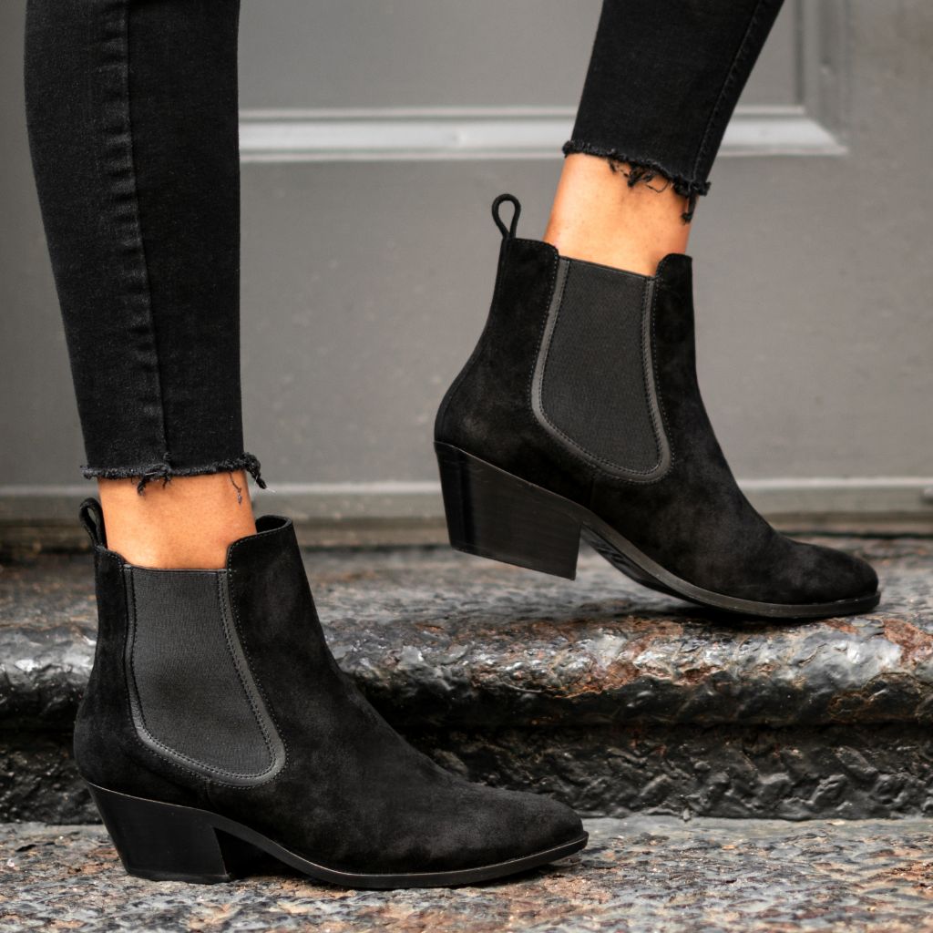 womens black suede dress boots Women's 2