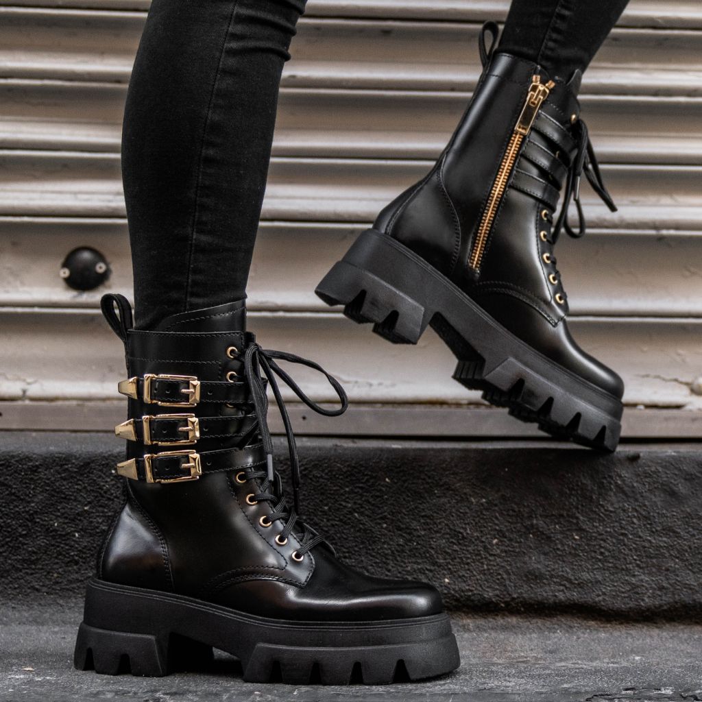 Thursday Boot Company Army Style Boots Womens Ladies Black Combat