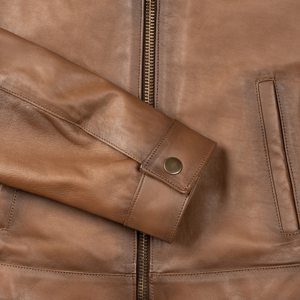 Women's Edition Point Collar Jacket in Tan 'Walnut' Leather