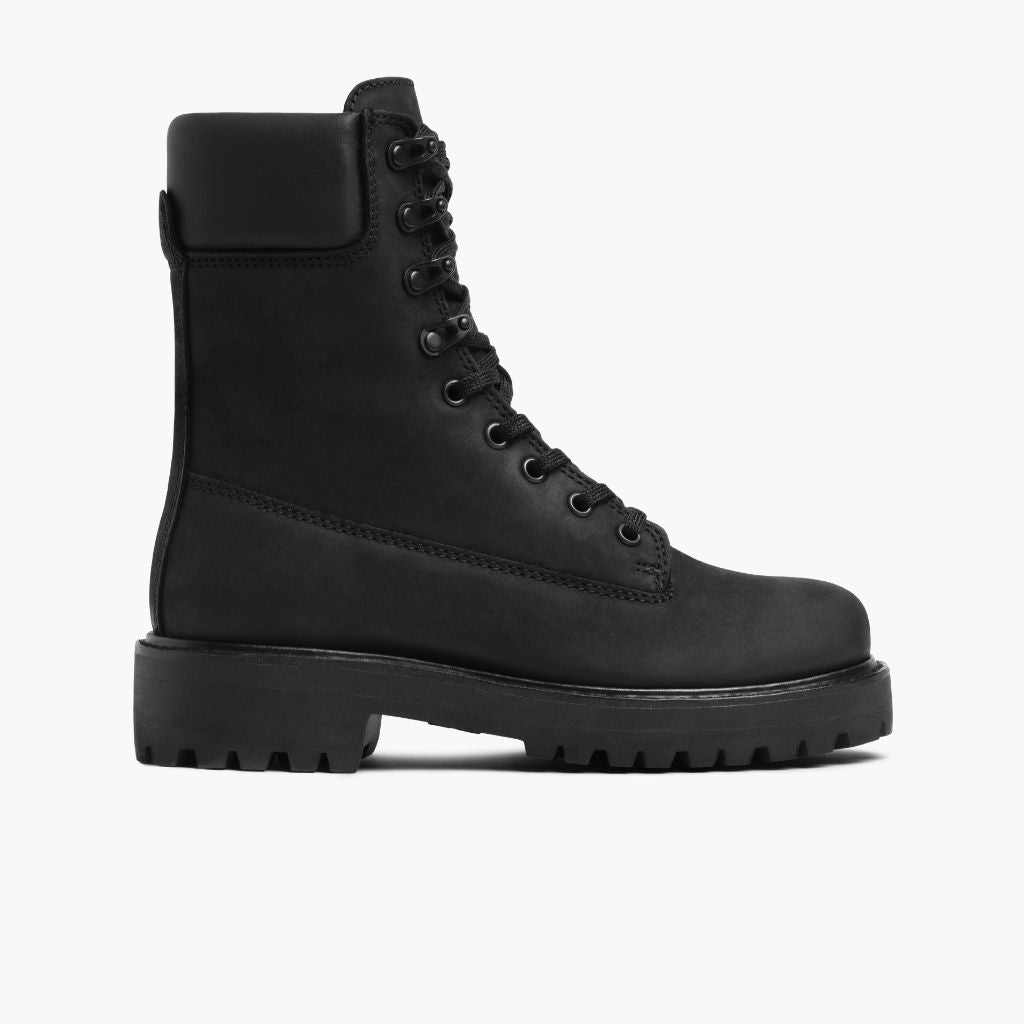 Women's Explorer Combat Boot in Black Matte Leather - Thursday Boots