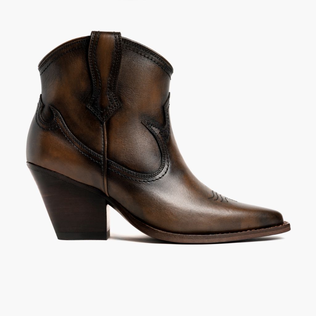 Women's Indio Western Bootie In Café Brown Leather - Thursday Boots