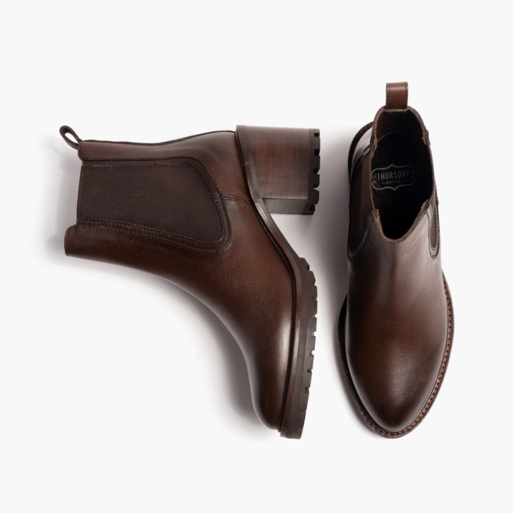 Women's Knockout High Heel Chelsea Boot In Chocolate Brown