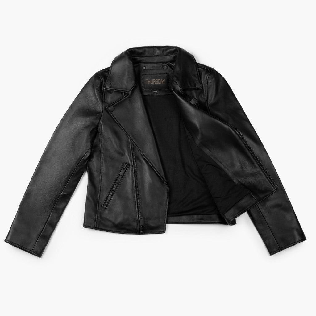 Women's Black Leather Motorcycle Jacket