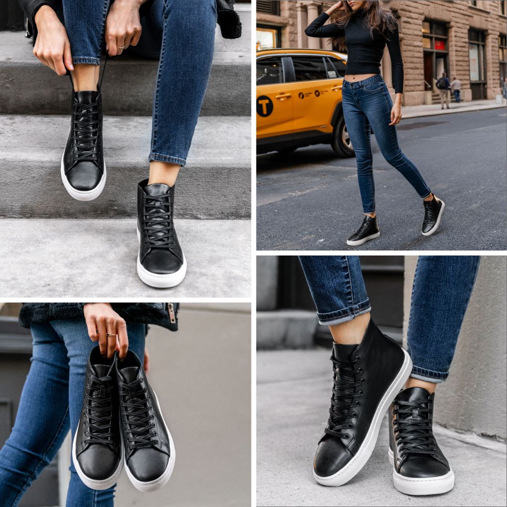 High top leather shoes womens Clearance