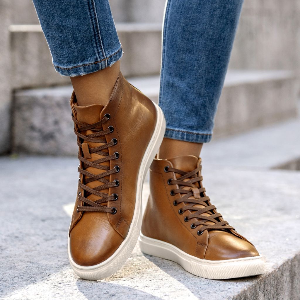 Women's Premier High Top In "Toffee" Leather - Boots