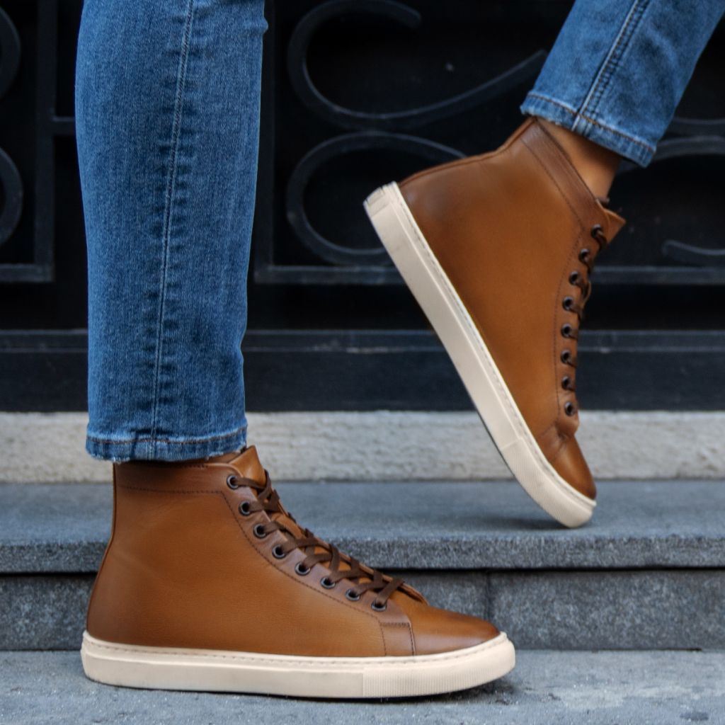 Women's Premier High Top In "Toffee" Leather - Boots