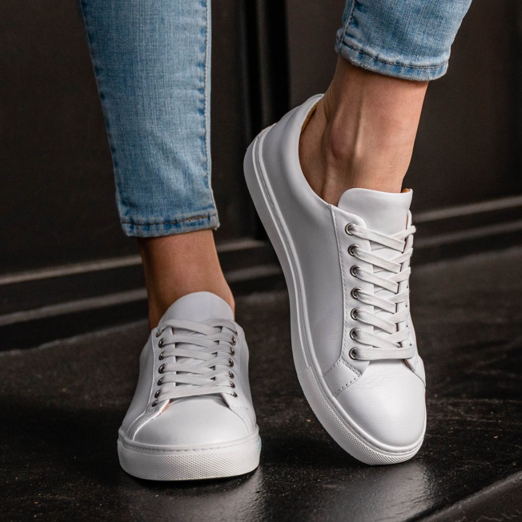 All white leather 'shoes womens Clearance