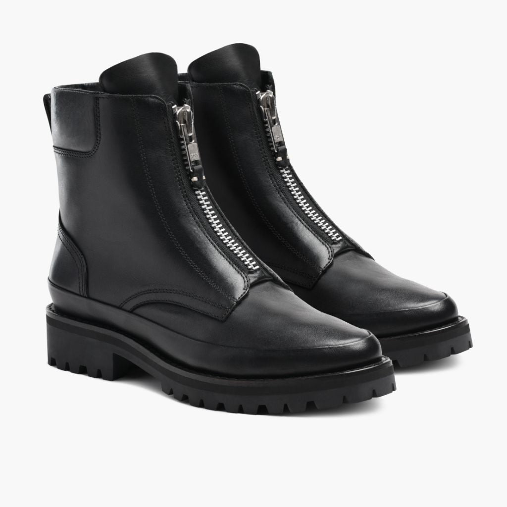 Women's Ryder Zip-Up Boot In Black Leather - Thursday Boot Company