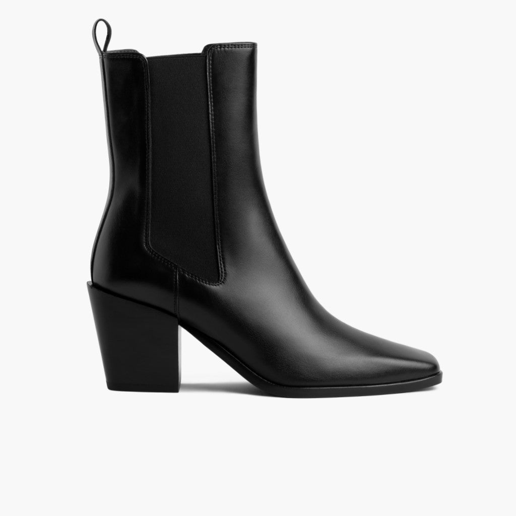 Women's High Heel Chelsea Boot In Black Leather - Thursday