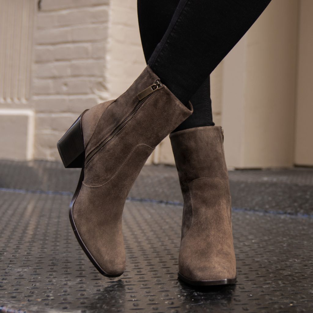 Suede zipper hot sale boots