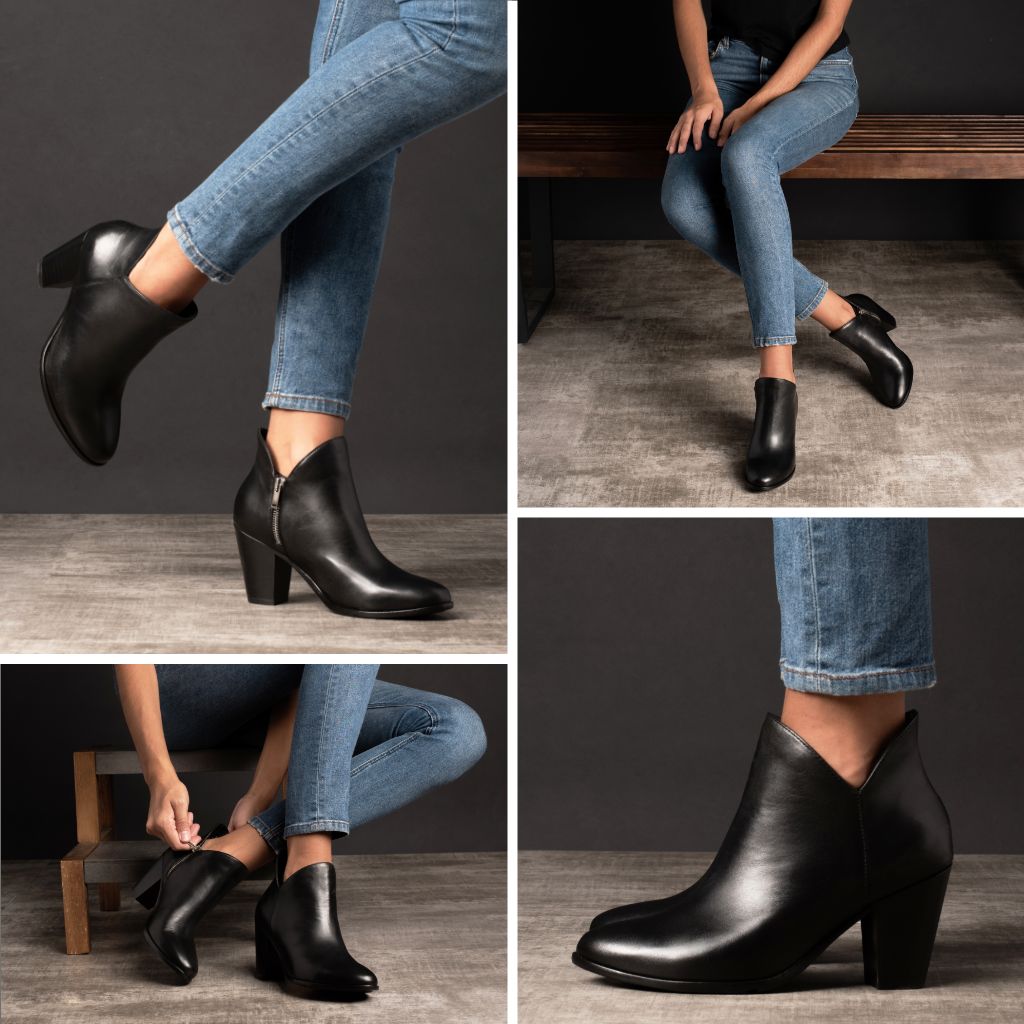 Women's Highline 3 Heel Boot In Black Leather - Thursday