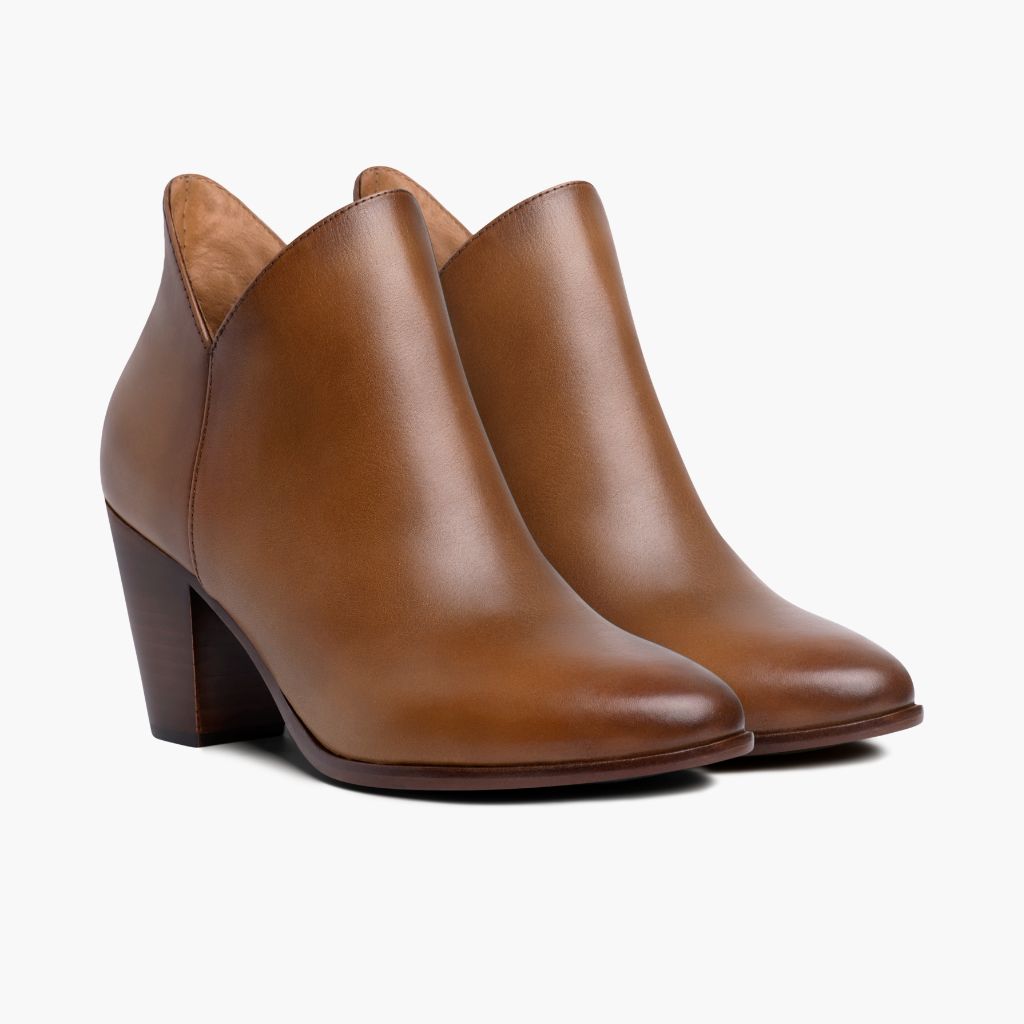 Women's 3" Heel Uptown Bootie In Tan Leather - Thursday Boots Women's 3" Heel Uptown Bootie In Tan Leather - Thursday Boots