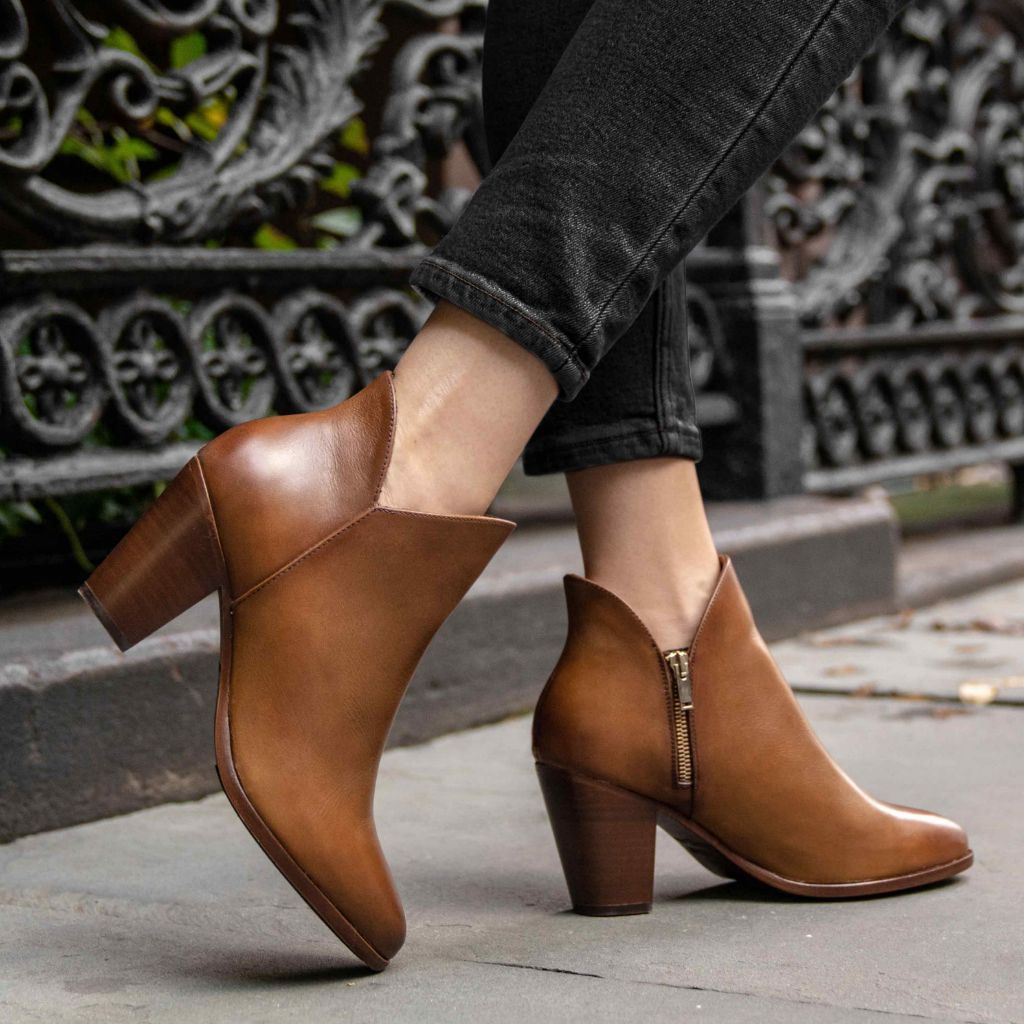 Tan stiletto booties Clearance