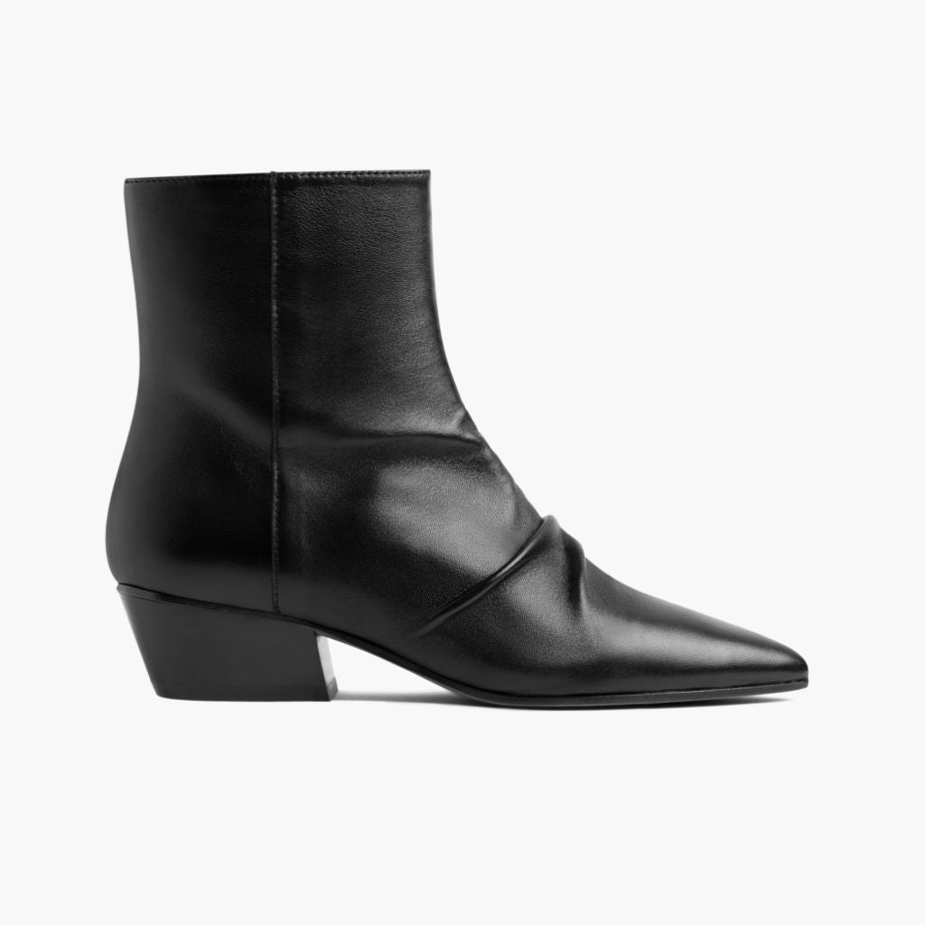 Women's Bijou Zip-Up Bootie in Black Leather - Thursday Boot Company